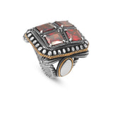 Garnet White Sapphire Large Statement Ring Whiskey Barrel Chunky Silver Ottoman Vintage 925 Sterling Engagement Promise Gemstone Gift for Husband — image 1