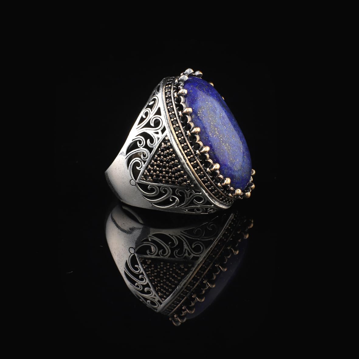 Lapis Lazuli Ring with Micro Onyx Stone