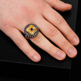 Vintage Tiger Eye and Black Onyx Knife Ring - Handmade 925 Sterling Silver Men's Ring with Gemstone — image 6
