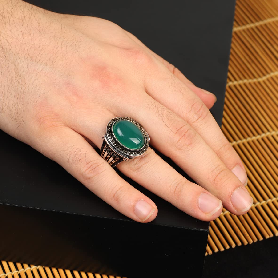 925K Sterling Silver Jade Ring