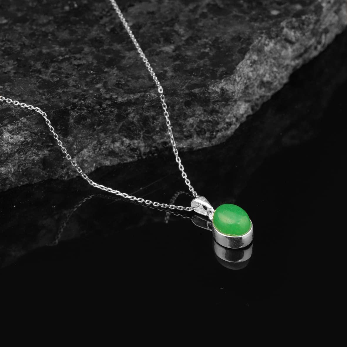 Sterling Silver Jade Necklace for Women - 925 Sterling Silver Necklace for Women - Gift for Her
