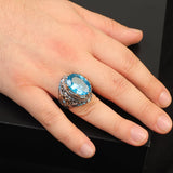 Handmade Aquamarine Ring Ottoman Vintage Sterling Silver Ring — image 6