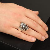 Skull Handmade Sterling Silver Men Biker Ring — image 6