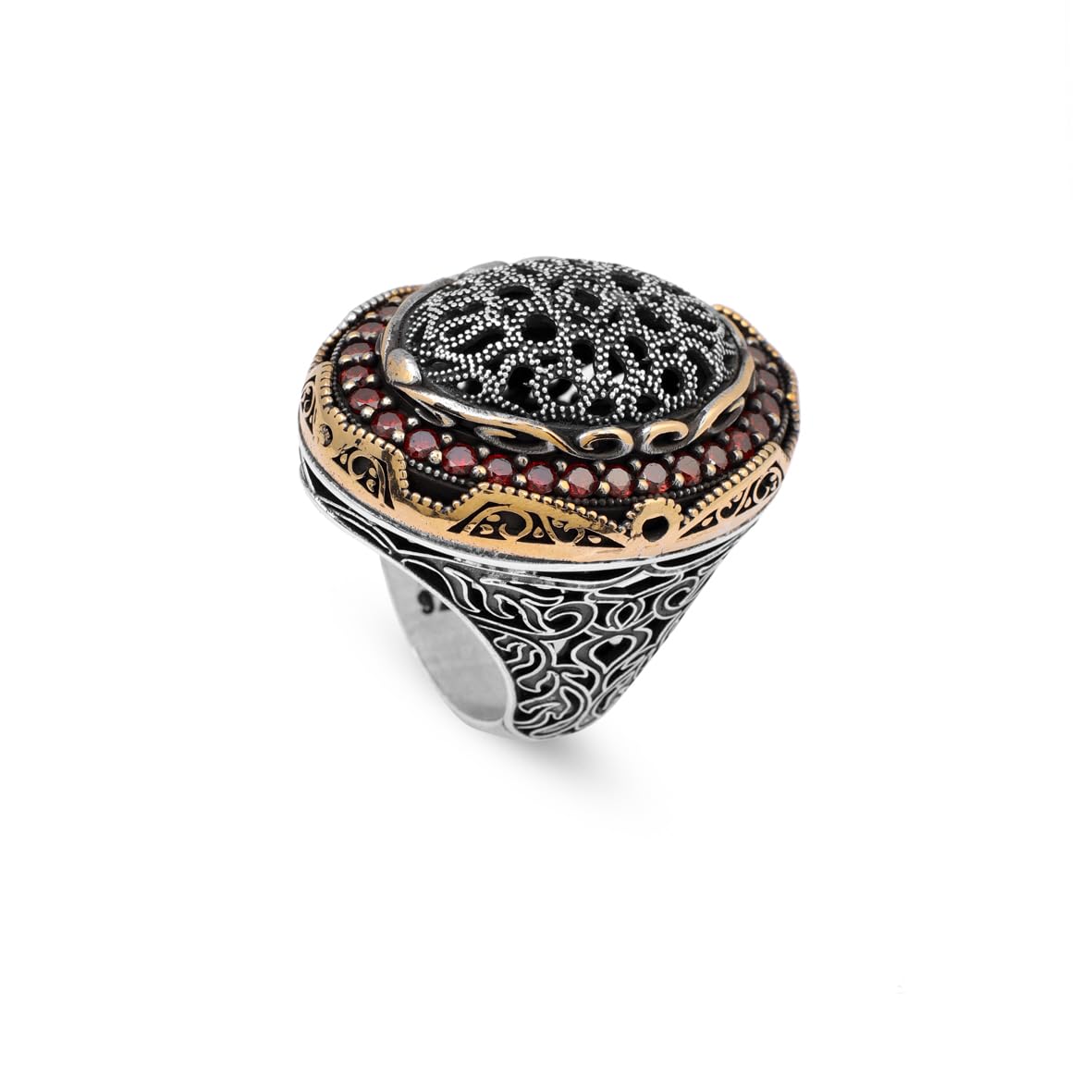 Garnet Ring Ottoman Style – Large Statement Vintage Ring for Men