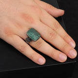 Handmade Vintage Jade Ring with Micro Stones – 925 Sterling Silver Statement Ring for Men — image 2