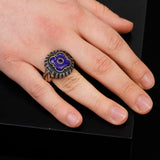 Lapis Lazuli and Black Onyx Knife Ring - Vintage Handmade 925 Sterling Silver Men's Ring with Micro Stone Accents and Silver Polishing Cloth Gift — image 6