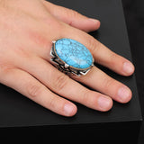 Handmade Men's Turquoise Ring – Chunky Sterling Silver Engagement Ring with Vintage Ottoman Design — image 2