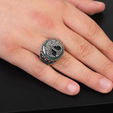 Tree of Life Jade Signet Ring - Sterling Silver Pinky Ring for Men with Gemstone — image 2