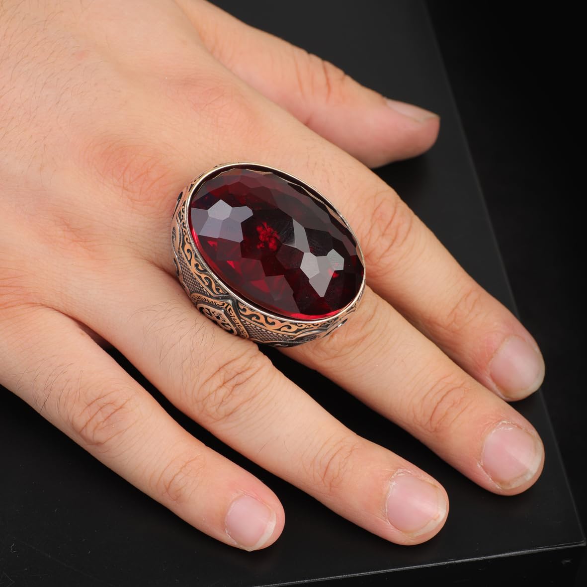 Garnet Engagement Ring for Men