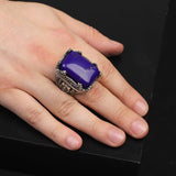 Vintage Large Lapis Lazuli Ax Ring for Men - 925 Sterling Silver Turkish Handmade Polished Engagement Ring with Silver Polishing Cloth Gift — image 2
