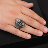 American Indian Chief Signet Ring - Handmade Vintage Lion Signet Ring for Men — image 2