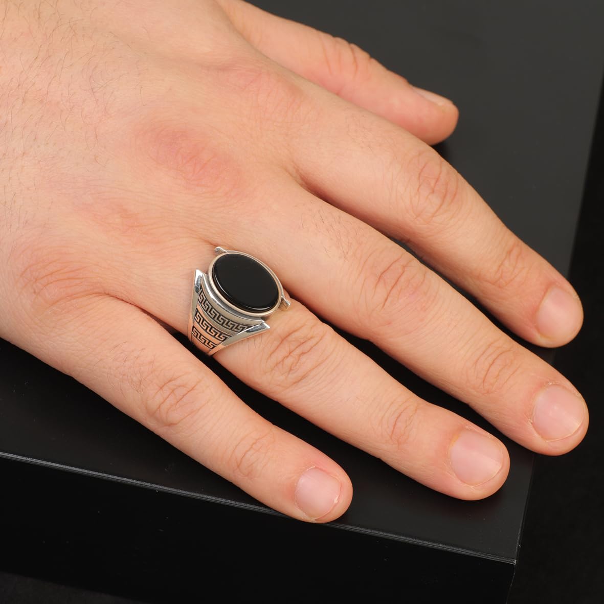 Onyx Ring Gemstone Ring Ottoman Statement Ring Vintage Ring Sterling Silver Ring Pinky Ring Silver Signet Ring Gift for Him