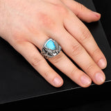 Handmade Turquoise Gemstone Eagle Ring for Men Vintage 925 Sterling Silver — image 2