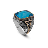 Handmade Vintage Men's Ring with 925 Sterling Silver and Gemstone - Unique Jewelry Piece - Ring with Silver Polishing Cloth Gift — image 1