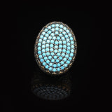 Micro Turquoise Ring Ottoman Large Statement Ring Vintage Sterling Silver Chunky Silver Ring Handmade Gemstone Promise Ring for Him — image 6
