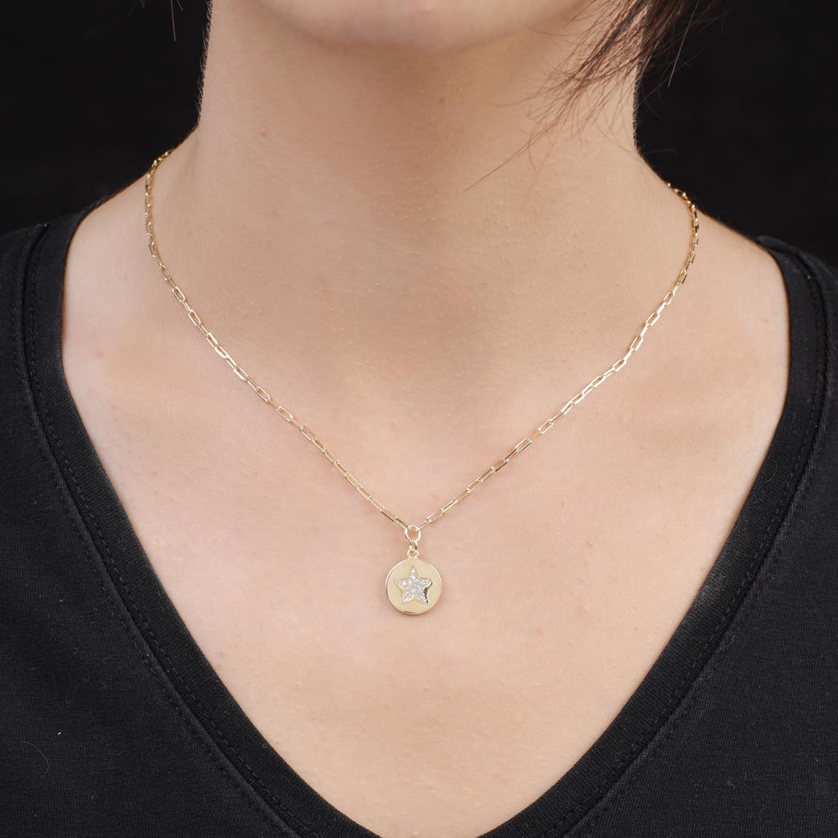 Sterling Silver Star Necklace with Zircon Stone for Women - Cute Star Necklace with Zircon Stone in Gold Plated Jewelry - Birthday Gifts for Women