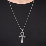 Sterling Silver Men's Cross Necklace with Egyptian Hieroglyphic Symbols - Complete with Silver Chain - Birthday Gifts — image 3