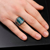 Handmade Jade Ring in Ottoman Style - 925 Sterling Silver Men's Gemstone Jewelry — image 6