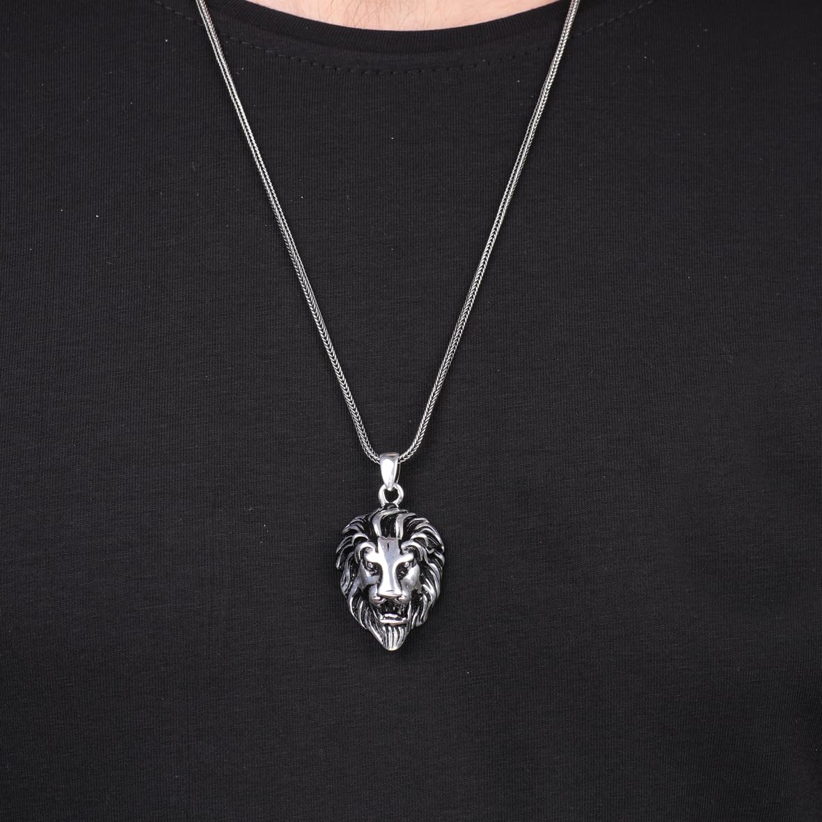 Sterling Silver Lion Necklace for Men - Animal-inspired Jewelry - Complete with Men's Silver Chain - Birthday Gifts