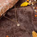 Sterling Silver Lock Necklace with Zircon Stone for Women - Lock Necklace with Zircon Stone in Gold Jewelry for Women - Cute Lock Necklace featuring Zircon Stone in Aesthetic Jewelry — image 2