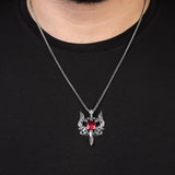 Sterling Silver Dragon Necklace with Sword - Garnet Pendant – Men’s Gothic Pendant Necklace with Silver Chain & Silver Cleaning Cloth Gift — image 3