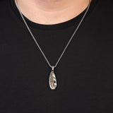 Pocket Knife Necklace – Polished Sterling Silver Mens Pendant – Biker Necklace with Silver Chain – Silver Necklace Gift + Cleaning Cloth — image 3