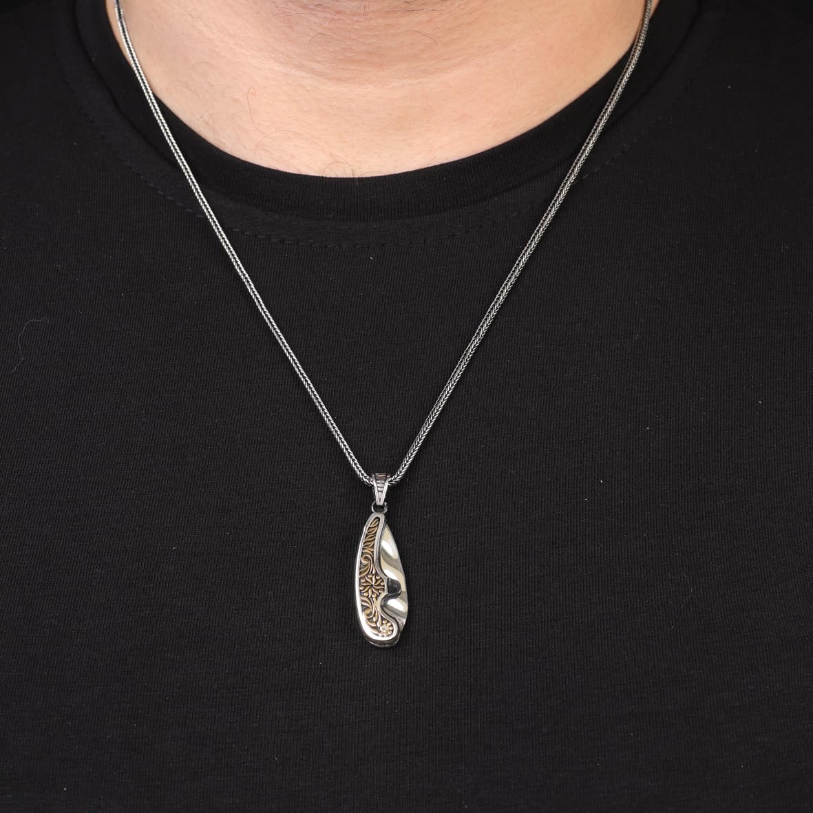 Pocket Knife Necklace – Polished Sterling Silver Mens Pendant – Biker Necklace with Silver Chain – Silver Necklace Gift + Cleaning Cloth
