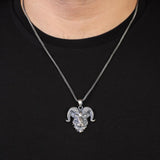 Sterling Silver Goat Necklace - Gothic & Biker Style Men's Pendant with Silver Chain - Includes Silver Cleaning Cloth Gift — image 3