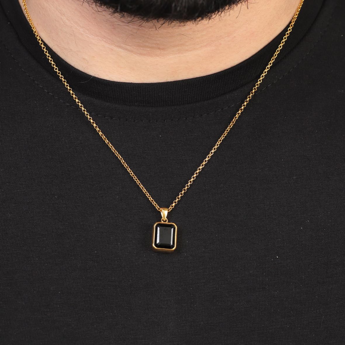 Onyx Necklace Men's Pendant – Polished Gemstone Necklace