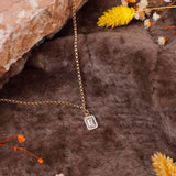 Baguette Necklace with Zircon Stone in Gold Plated Sterling Silver - Cute and Aesthetic Necklace - Gold Plated Sterling Silver for Women - Birthday Gifts for Women — image 2