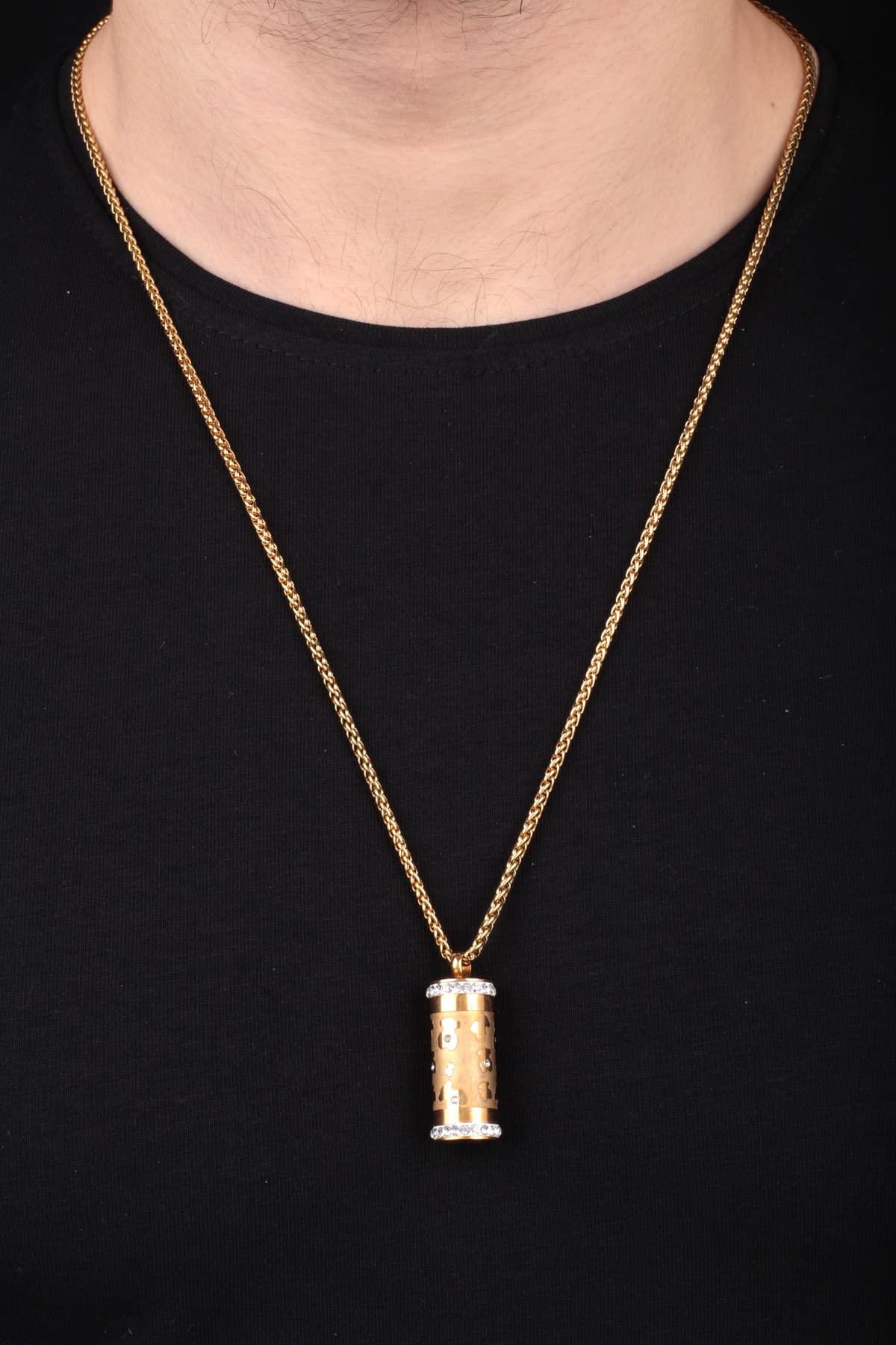 Fate Roller Stainless Steel Gold Plated Curb Chain Box Necklace