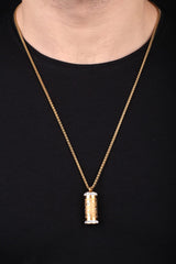 Fate Roller Stainless Steel Gold Plated Curb Chain Box Necklace — image 3