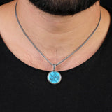 Men’s Turquoise Gemstone Necklace - Sterling Silver Gothic Biker Pendant Chain with Silver Cleaning Cloth Gift — image 2