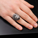 Handmade Lion Ring with Black Onyx Micro Stone - 925 Sterling Silver Men's Gemstone Jewelry — image 6