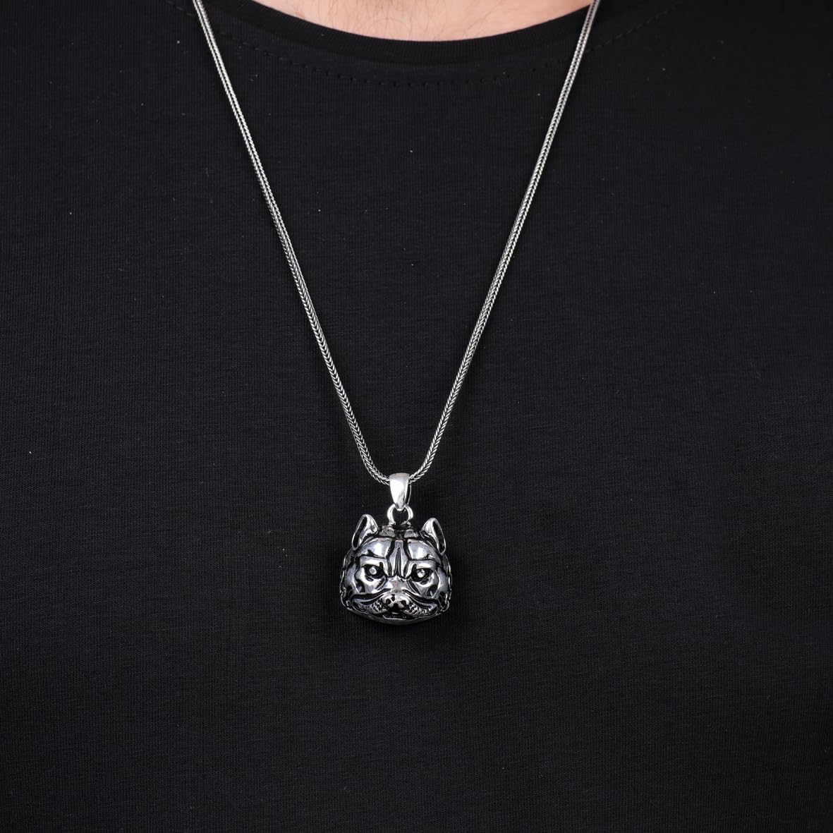 Dog Necklace for Men - Sterling Silver Pendant with Men's Silver Chain - Animal Jewelry - Birthday Gifts