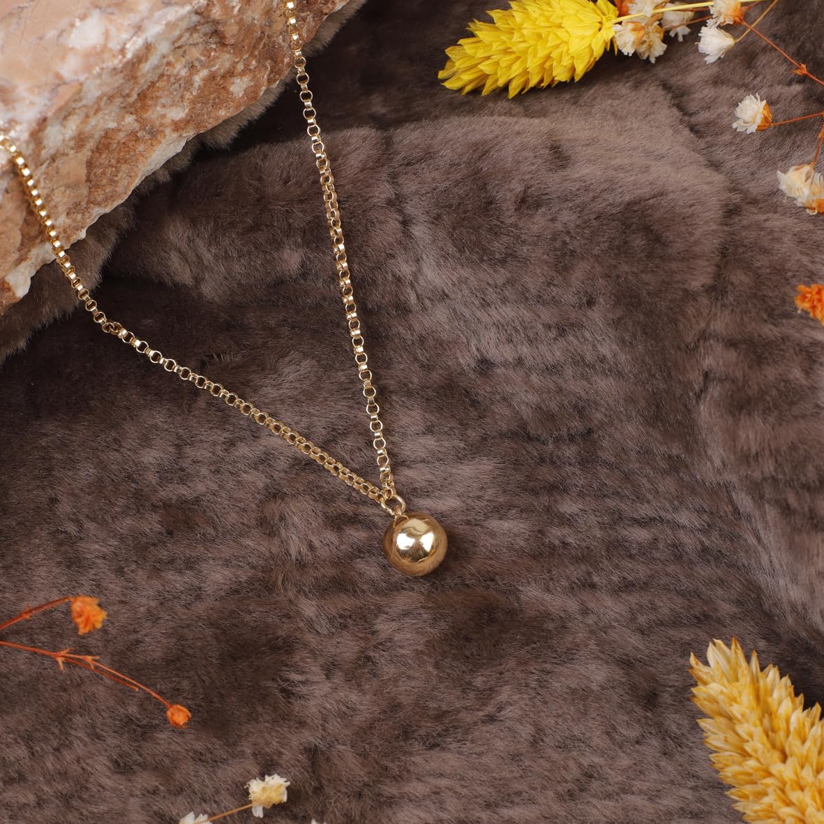 Sterling Silver Necklace featuring Ball Bead Charm in Cute Necklace - Gold Plated Necklace with Ball Bead Charm for Aesthetic Jewelry - Birthday Gifts for Women