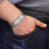 Vintage Handmade Men’s Thick Silver Band Bracelet – Sterling Silver Cuff — image 3