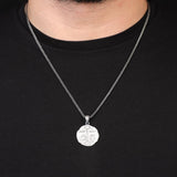 Shaman Motif Cam Drum Necklace – Sterling Silver Mens Pendant on Silver Chain — image 3