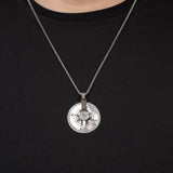 Sterling Silver Compass Necklace – Polished Biker Necklace for Men – Silver Chain & Pendant – Mens Necklace with Silver Cleaning Cloth Gift — image 3