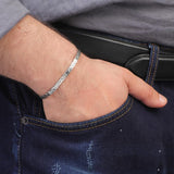 Sterling Silver Mens Bracelet – Thick Handmade Band Cuff — image 3