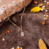 Baguette Necklace with Zircon Stone in Gold Plated Sterling Silver - Cute and Aesthetic Necklace - Gold Plated Sterling Silver for Women - Birthday Gifts for Women — image 2
