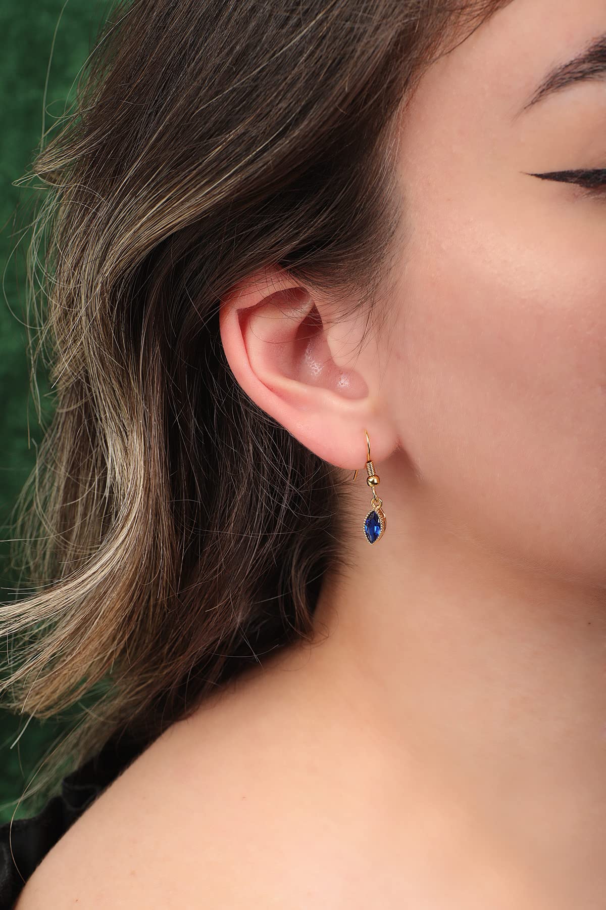 Oval Navy Blue Earrings