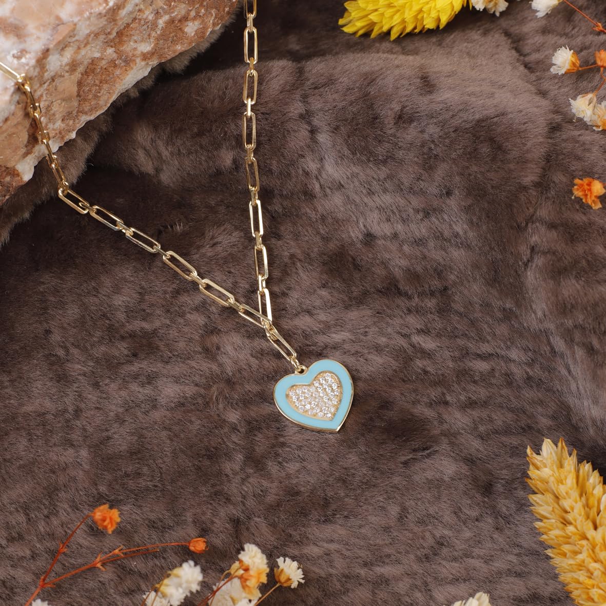 Sterling Silver Heart Necklace with Zircon Stone for Women - Gold Plated Heart Necklace: Aesthetic Charm - Cute Heart Necklace with Zircon Stone in Gold Jewelry