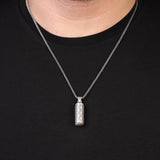 Sterling Silver Pill Box Pendant Necklace – Polished Prayer Box Locket Pendant – Oil Pendant Necklace for Men – Silver Chain Mens Pendant — image 3