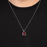Emerald Initial Pendant for Men – Sterling Silver Biker Necklace — image 3