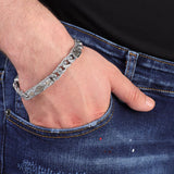 Personalized Gothic Vintage Pattern 925 Sterling Silver Chain Bracelet for Men - Handmade Hand-Engraved Bracelet with Silver Polishing Cloth Gift — image 2