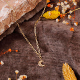 Gold Plated Sterling Silver Moon Necklace - Aesthetic Moon Necklace - Cute Necklaces for Women's Jewelry Collection - Birthday Gifts for Women — image 2