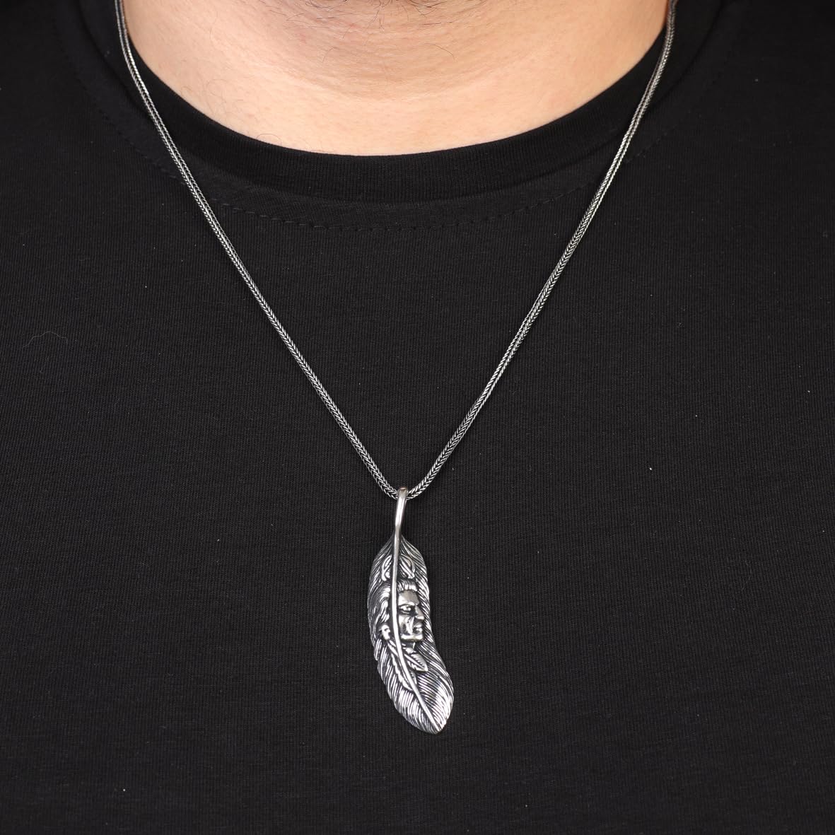 American Indian Chief Necklace – Sterling Silver Biker Necklace