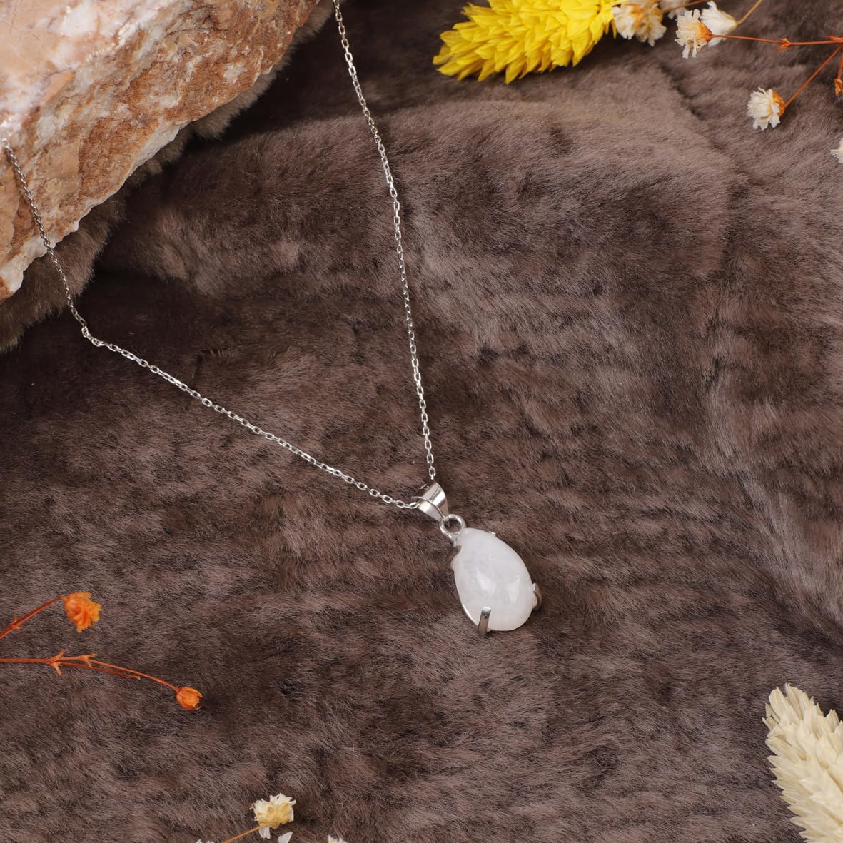 Moonstone Gemstone Necklace Sterling Silver Aesthetic Jewelry for Women - Aesthetic Sterling Silver Jewelry for Women - Birthday Gifts for Women