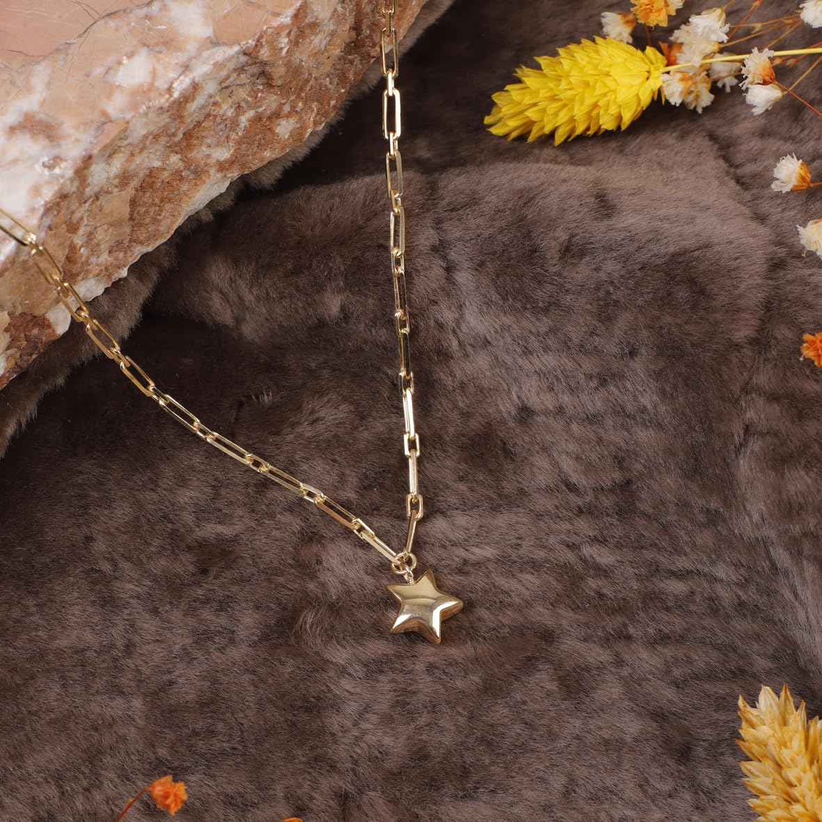 Golden Star Necklace - Gold Plated & Sterling Silver Necklace - Cute Necklaces with Aesthetic Charm - Dainty Gold Necklace for Women - Birthday Gifts for Women